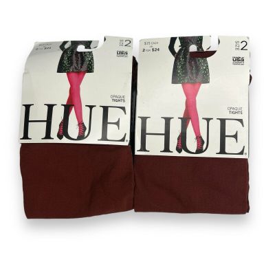 HUE Womens Opaque Tights Size 2 Nutmeg Color 2 Pair Nylon Blend NEW